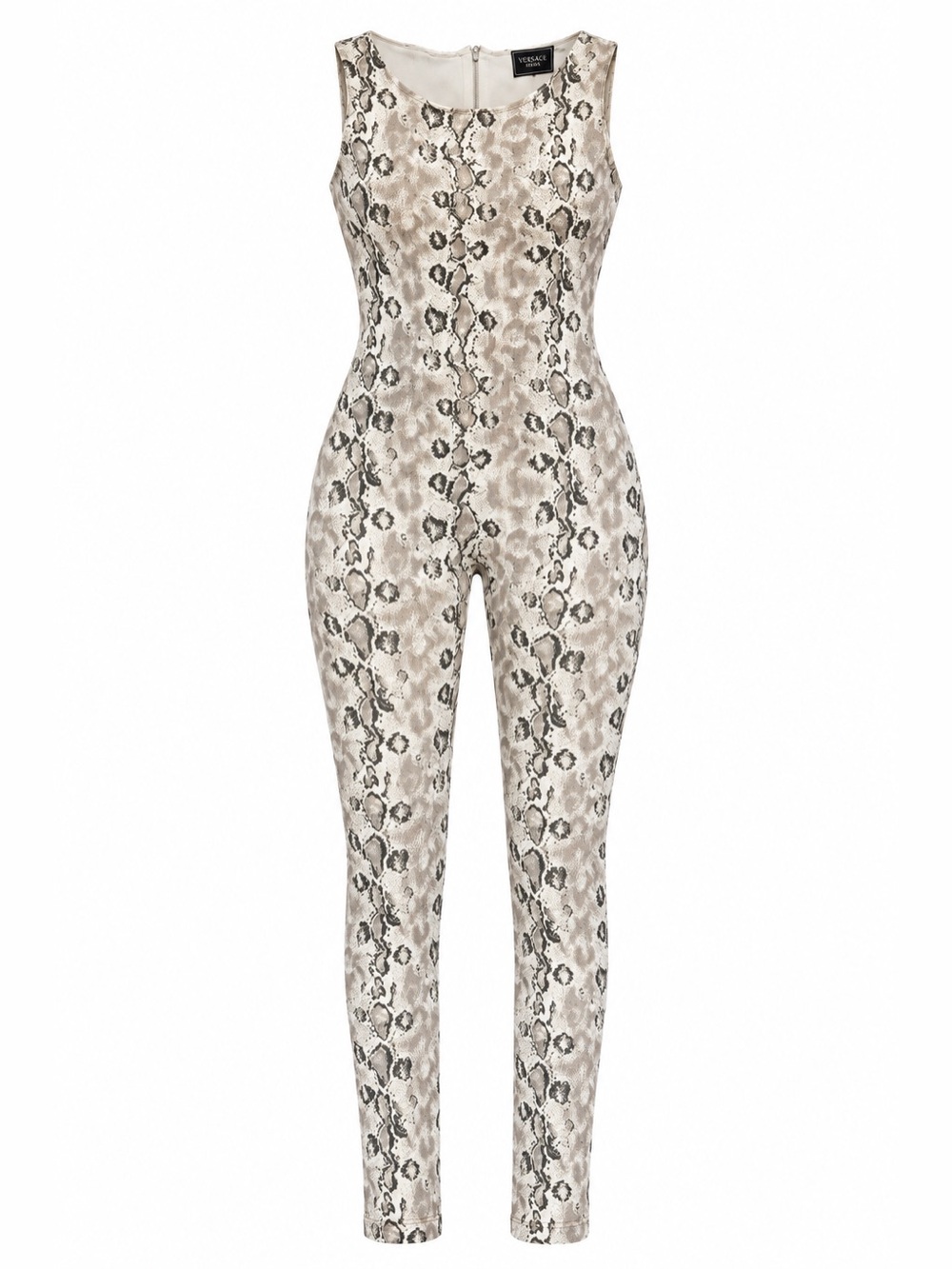 Versace Versus Vintage 90s Gray Snake Print Catsuit Size 42 IT 6 US